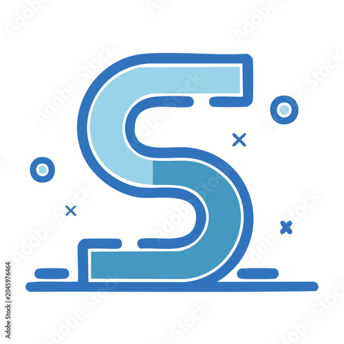 Blue letter S icon with decorative elements
