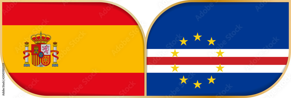 Obraz premium Spain vs Cape Verde Flags Side by Side