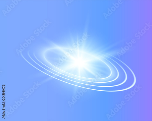 Blue Purple Galaxy Orbit with Glowing Cosmic Ring Vector Design