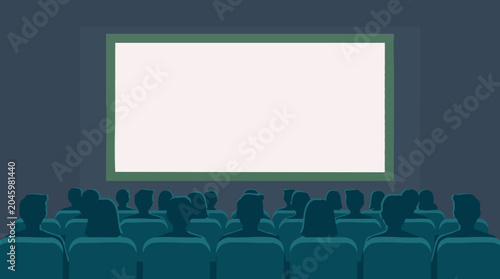 Cuadro en lienzo Audience watching a blank screen in a dark cinema or theater, vector illustratio