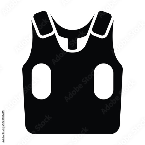 Cuadro en lienzo Black bulletproof vest isolated on white background protective gear