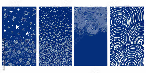 Hand Drawn Doodles Pattern With Stars Hearts Spirals And Waves