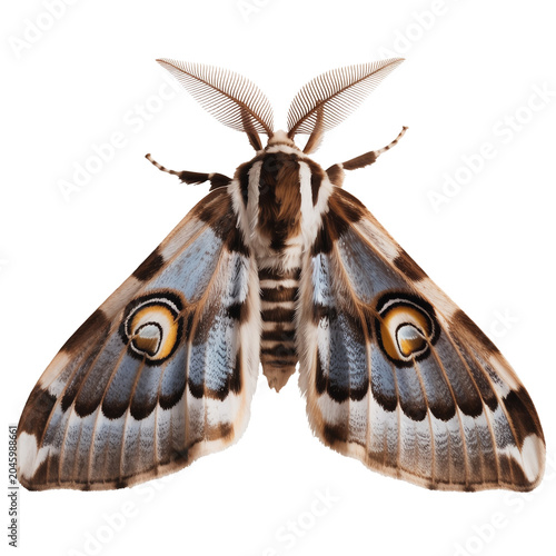 Beautiful moth with spread wings isolated on transparent background