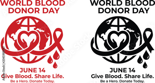 Tableau sur toile World blood donor day june 14 give blood share life be a hero donate today