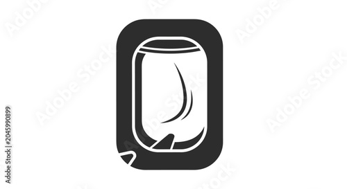 Minimalist airplane window icon illustration for travel design.