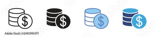 Fotografia Money Coin Icon Set, financial savings concept, cash assets and wealth managemen