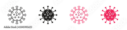 Fotografi Virus Icon Set, infectious disease concept, healthcare and microbiology, pathoge