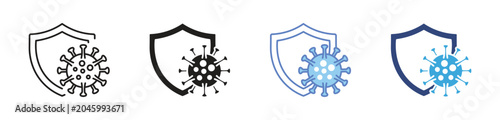 Foto Virus Protection Icon Set, healthcare safety concept, infection prevention and i