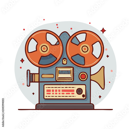 Retro film projector illustration