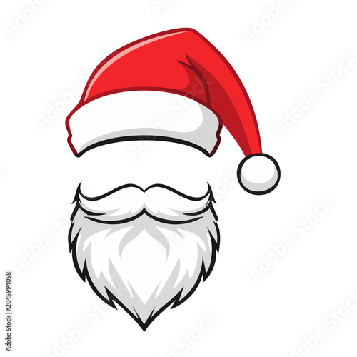 Santa Claus hat and beard illustration