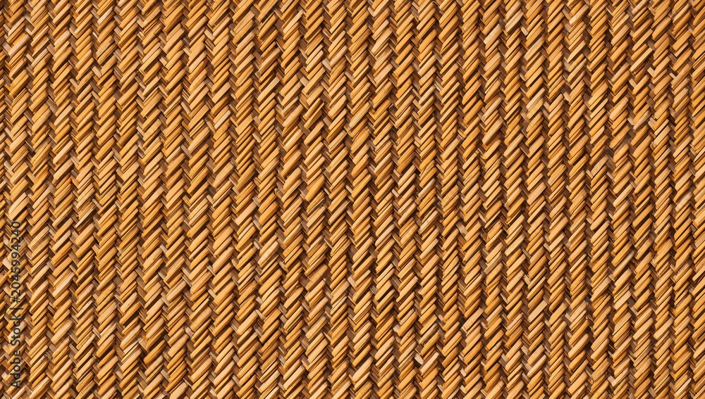 Obraz premium Close-up of intricate woven bamboo mat with detailed textured pattern