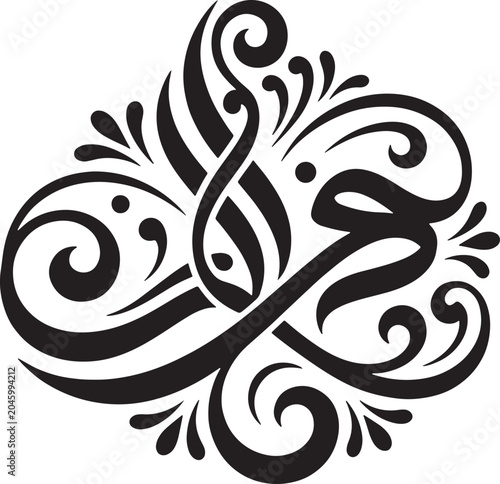Intricate floral ornament in black and white a detailed vector design
