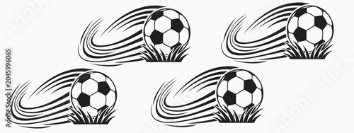 Foto Flying soccer ball with motion blur lines vector illustration