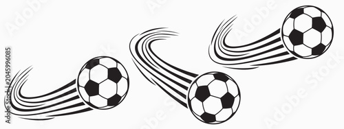 Canvas Print Flying soccer ball with motion blur lines vector illustration