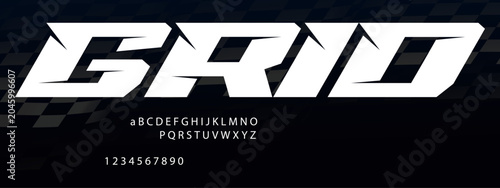 Slika na platnu Grid Racing Font Alphabet — Bold Motorsport Display Typeface Inspired by Startin