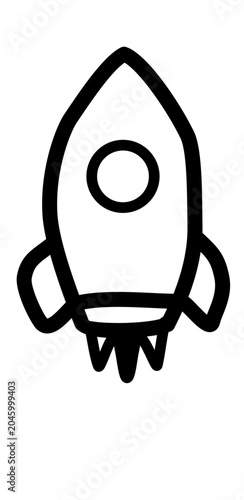 Manual Drawn Startup Rocket Icon - Bold Wobbly Organic Line Art Vector`