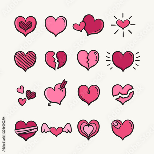 Heart Shape Doodle Elements Collection
