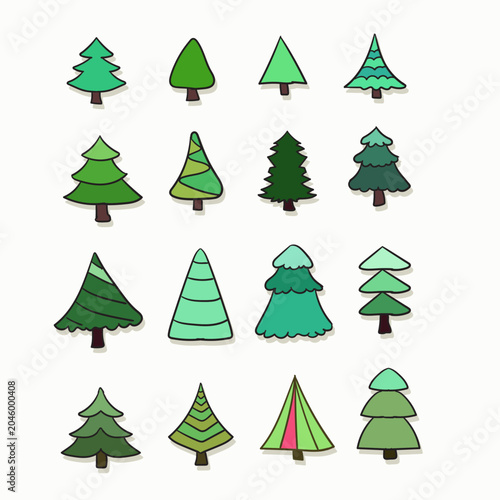 Christmas Tree Doodle Elements Collection
