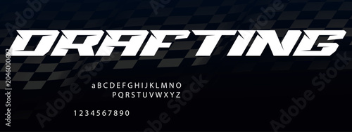 Fotografía Drafting Racing Font Alphabet — Aerodynamic Motorsport Display Typeface Inspired