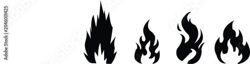 Valokuva Four black silhouette flame graphics for design projects