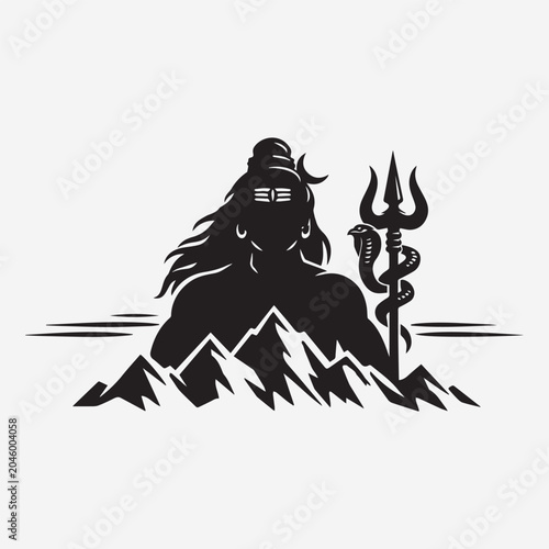 Quadro su tela Lord Shiva Trishul Vector Art.