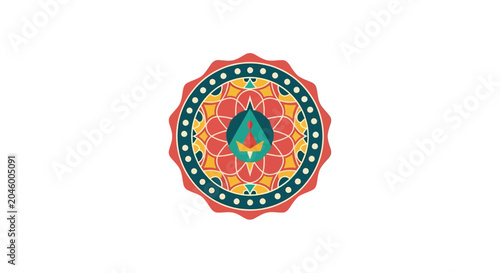 Vibrant Ornate Circular Mandala Design with Intricate Geometric Patterns.