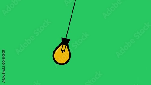 Lightbulb icon hangs against a flat green surface to signify bright ideas.