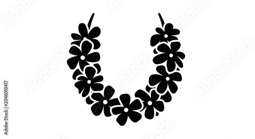 Black silhouette of a Hawaiian floral lei necklace.