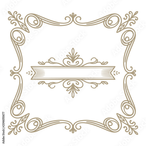 Foto Ornate floral frame with scrollwork vector illustration on transparent