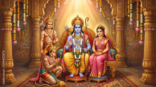 Hindu god rama sita laxmana hanuman darshan ram navami festival celebration wallpaper hd
