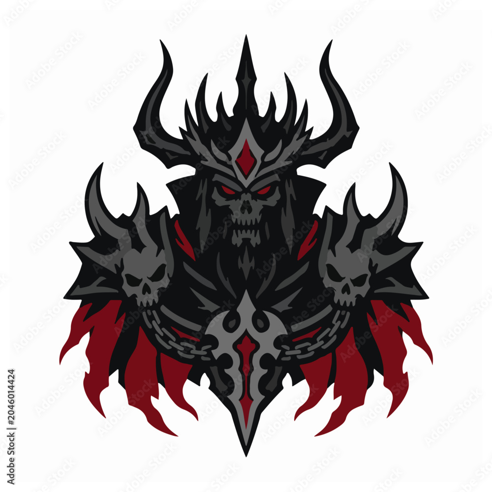 Naklejka premium Dark Skull King Warrior Mascot Vector Logo Design