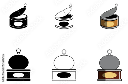 Foto Conjunto de iconos de alimentos enlatados