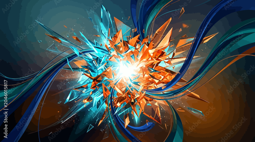 Naklejka premium Abstract geometric gradient background with vibrant blue and orange colors