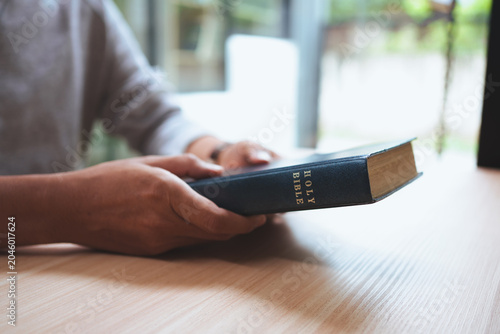 Bild auf Leinwand Bible Reading For Christian Faith Scripture Study Worship And Spiritual Devotion