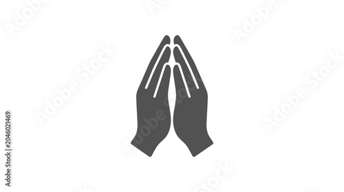 Fotografie Folded hands praying or thanking gesture silhouette icon.