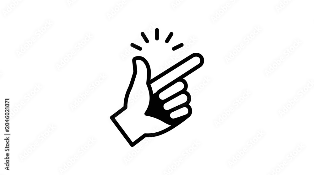 Obraz premium Hand snapping fingers line art icon with motion lines.