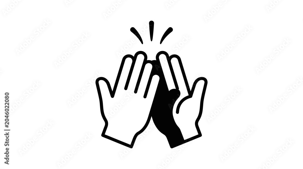 Fototapeta premium High five gesture icon representing teamwork and success.