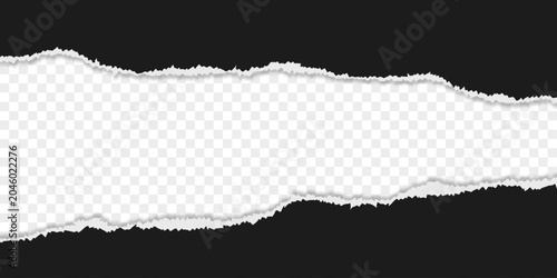 Obraz na płótnie Torn black paper sheet on transparent png background