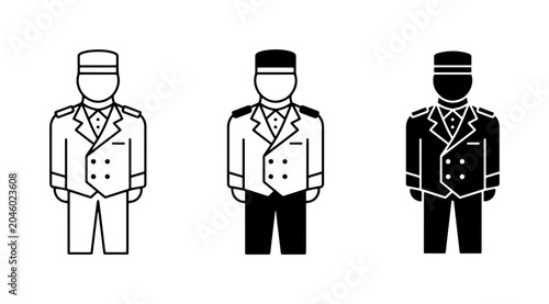 Foto Bellhop Uniform Icons: Hotel Staff, Concierge, Service Personnel Vector Set