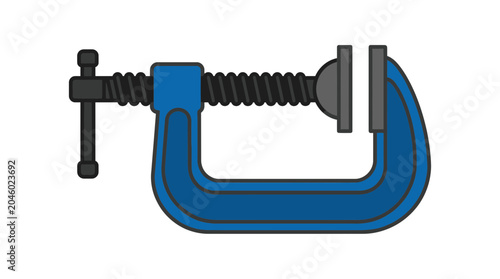 Bild auf Leinwand Large blue heavy-duty metal C-clamp icon.