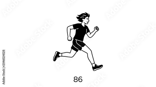 Fotografie Male runner jogging line art illustration for fitness.