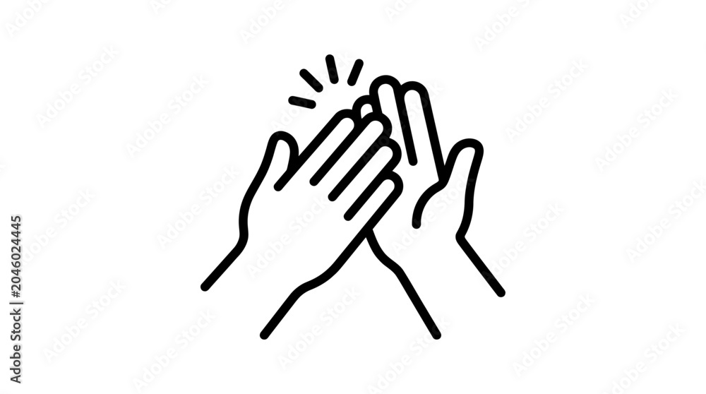 Obraz premium Minimalist line art clapping hands applause icon.