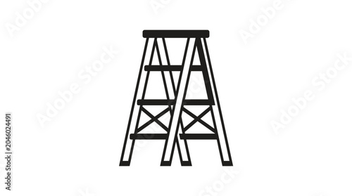 Schilderij op canvas Minimalist metal stepladder icon on white background.