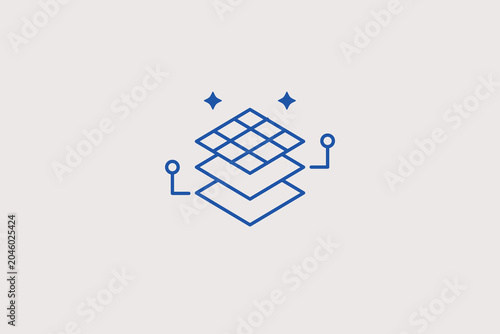 Foto Multi layered field soil grid line icon for digital mapping for geographic information systems