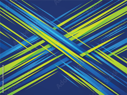 Print  Dynamic Speed Line Matrix Vector Background with Diagonal Motion Streaks, Layered Perspective Electric Blue Lime Green Sports Branding Abstract Design