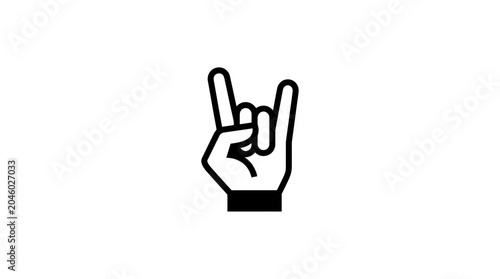 Foto Rock on heavy metal hand gesture black icon