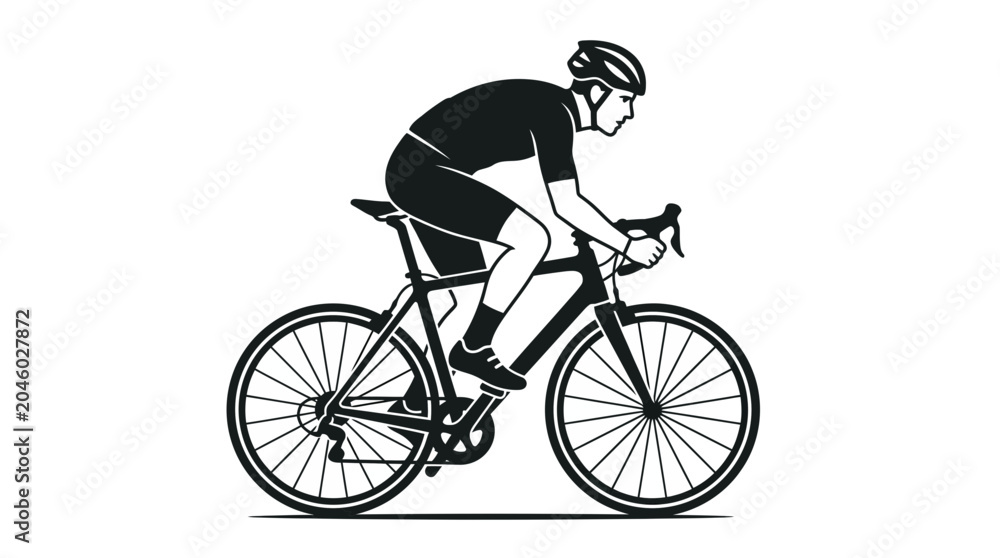 Fototapeta premium Silhouette of a cyclist riding a road bicycle.
