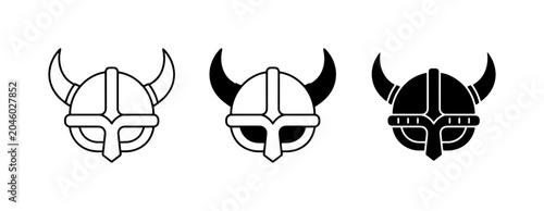 Tableau sur toile Viking Helmets, Norse Warrior Headgear Icons, Scandinavian Symbols, Ancient Cult