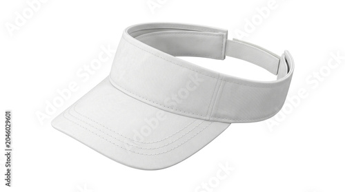 Blank white sun visor cap, isolated on transparent background, summer sports accessory mockup