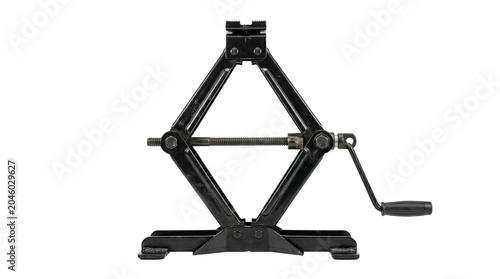 Manual scissor car jack, isolated on transparent background, automotive repair and maintenance tool
